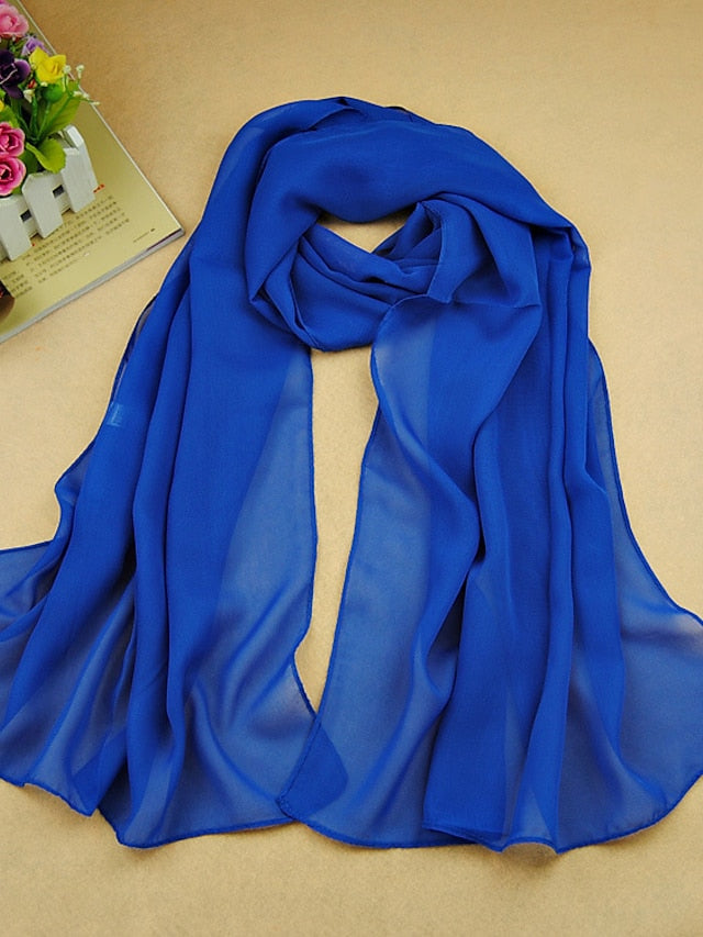 Women's Chiffon Scarf Dailywear Daily Date Red Pink Scarf Pure Color / Basic / Fall / Winter / Spring - LuckyFash™