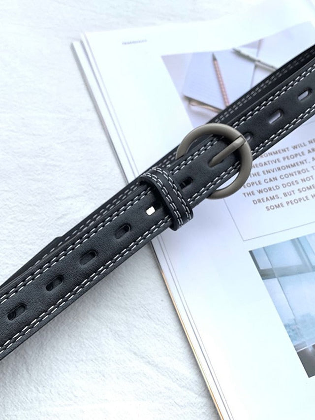 Women's Unisex PU Buckle Belt PU Leather Prong Buckle Plain Casual Classic Party Daily White Black Brown - LuckyFash™