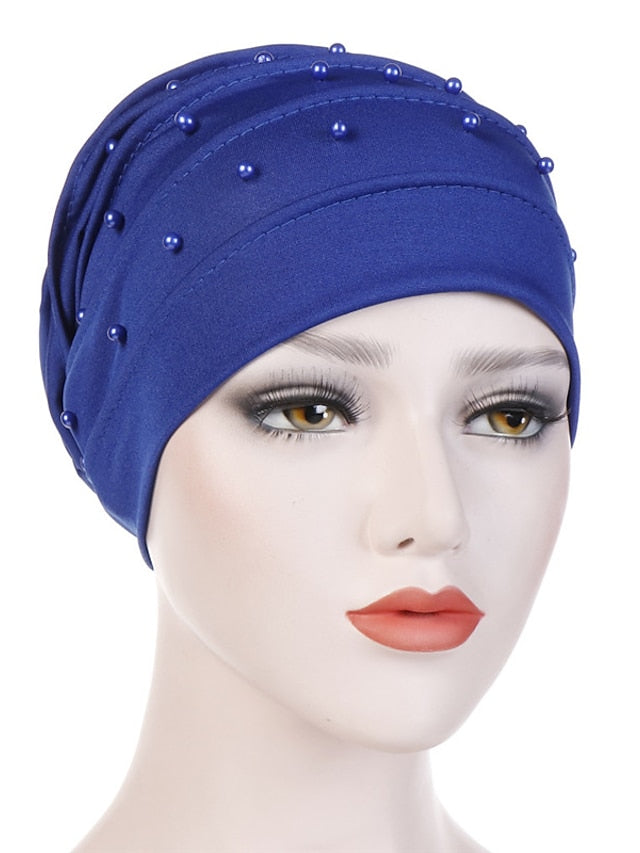 Fashion Muslim Women Turban Scarf Pearl Fold Turban Hat Cancer Chemo Beanies Cap Islamic Wrap Headscarf Musulman Femme Hijab Hair Accessories - LuckyFash™