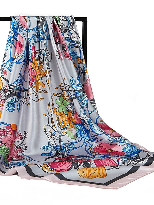 New Sunscreen Headcloth Thin Style 90X90CM Beach Kerchief Flower Print Square Scarves Fashion Muslim Shawls - LuckyFash™