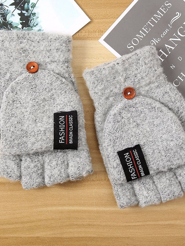 Men's Women's Fingerless Gloves Warm Winter Gloves Gift Daily Letter Polyester Acrylic Fibers Simple Warm 1 Pair - LuckyFash™