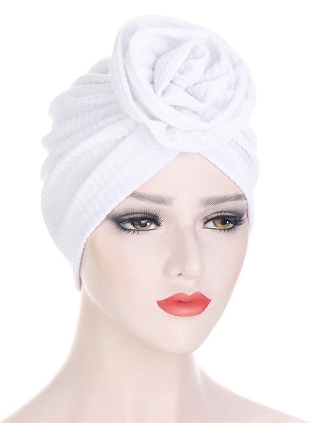 7 Colors Choice Fashion Muslim Women Big Flower Turban Hat Scarf Headwrap Hair Care Beanie Hijab Headwear Hair Accessories - LuckyFash™
