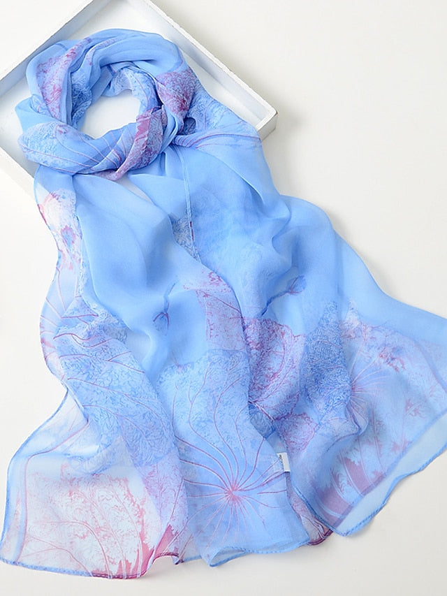 Flower Summer Women Thin Style Scarf Bandana Soft Bandana Female Elegant Shawl Hijab Hairscarves Beach Scarf - LuckyFash™
