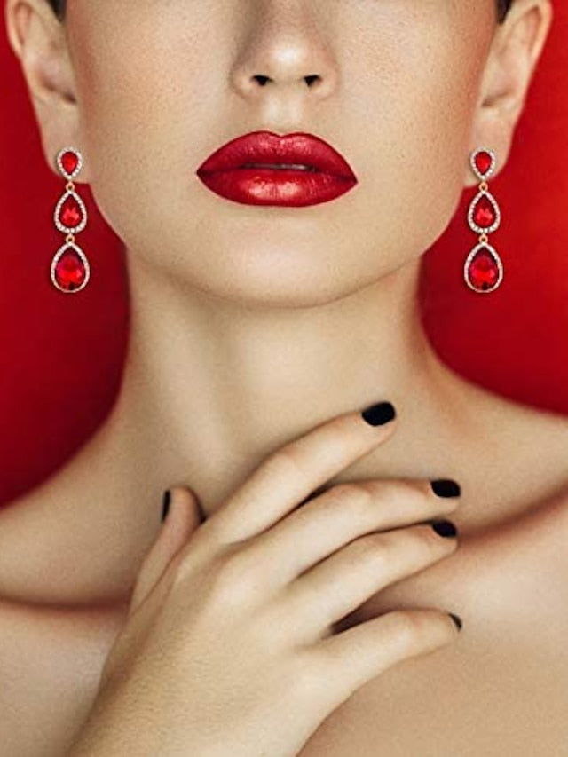 1 Pair Crystal Teardrop Pear Shape Earrings For Women's Party Evening Mother's Day Acrylic Rhinestone Alloy - LuckyFash™