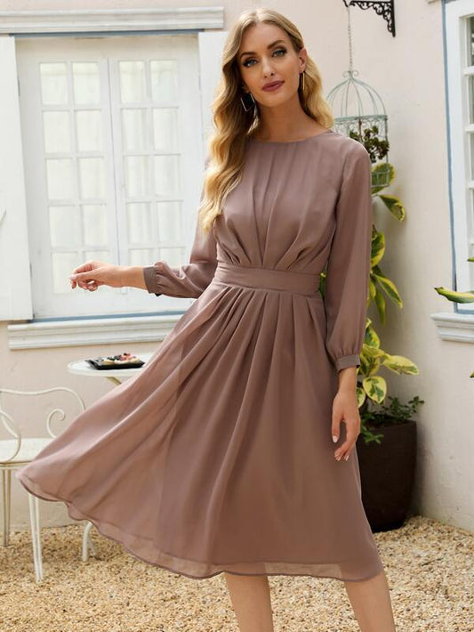 Keyhole Back Ruched Skater Dress - LuckyFash™