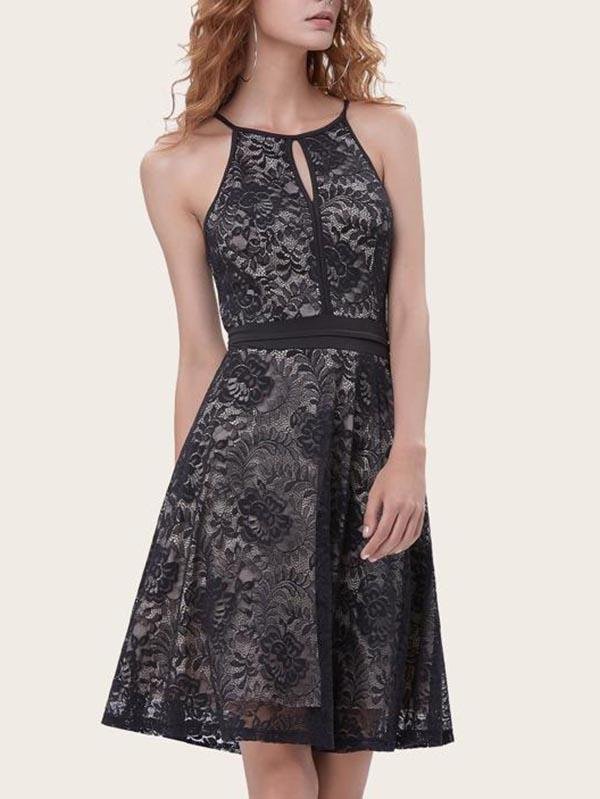 Keyhole Neck Lace Dress - LuckyFash™