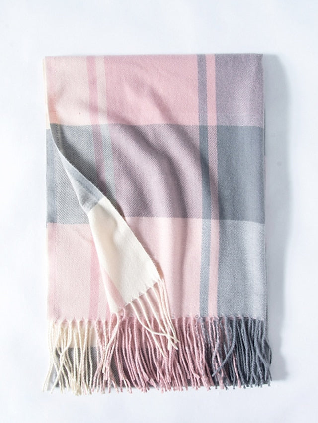 Women's Women's Shawls & Wraps Outdoor Dailywear Holiday Black Red Blue Scarf Plaid - LuckyFash™