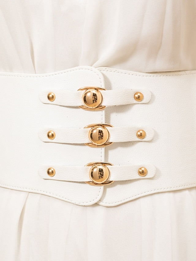 Women's Wide Belt Party Wedding Street Daily Black White Belt Pure Color Red Fall Winter Spring Summer - LuckyFash™