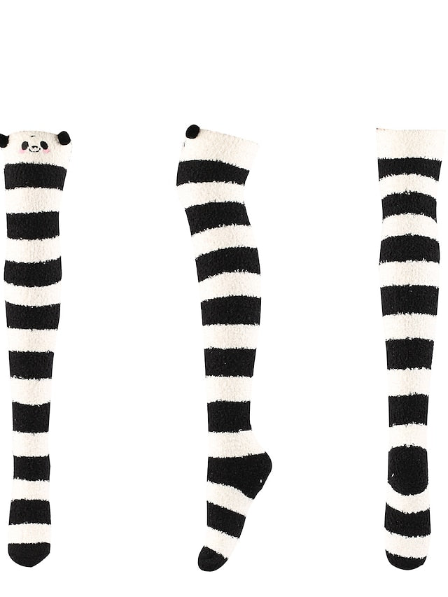 Women's Knee High Socks Home Daily Multi Color Polyester Spandex Basic Classic Warm Cute 1 Pair - LuckyFash™
