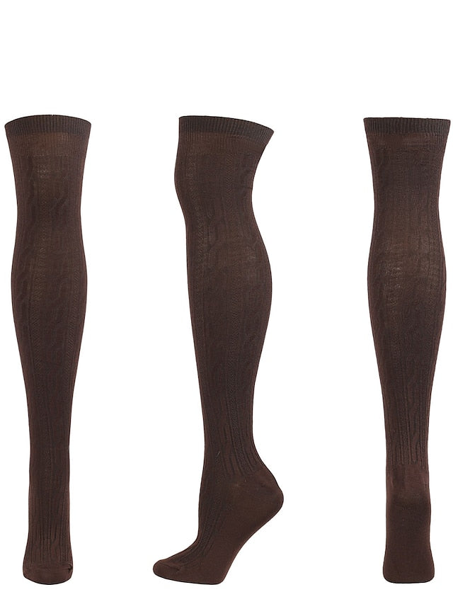 Women's Knee High Socks Home Daily Solid Color Polyester Spandex Basic Classic Warm 1 Pair - LuckyFash™
