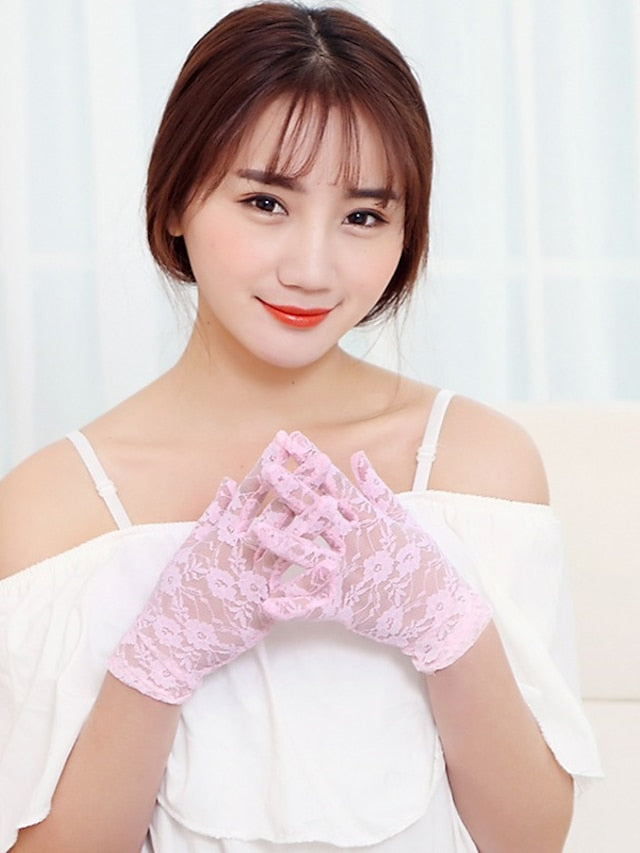 Women's Lace Gloves Wedding Party Evening Holiday Polyester Vacation Bridal Gloves Lolita 1 Pair - LuckyFash™
