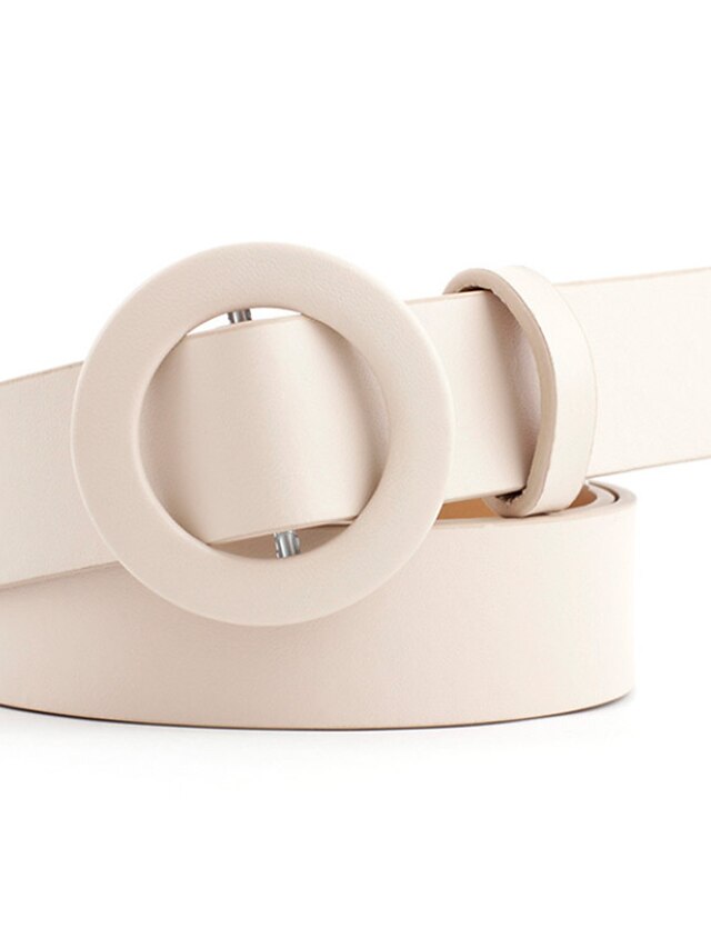 Unisex PU Buckle Belt PU Leather Sliding Buckle O-ring Casual Classic Party Daily White Black Pink Red for Women - LuckyFash™