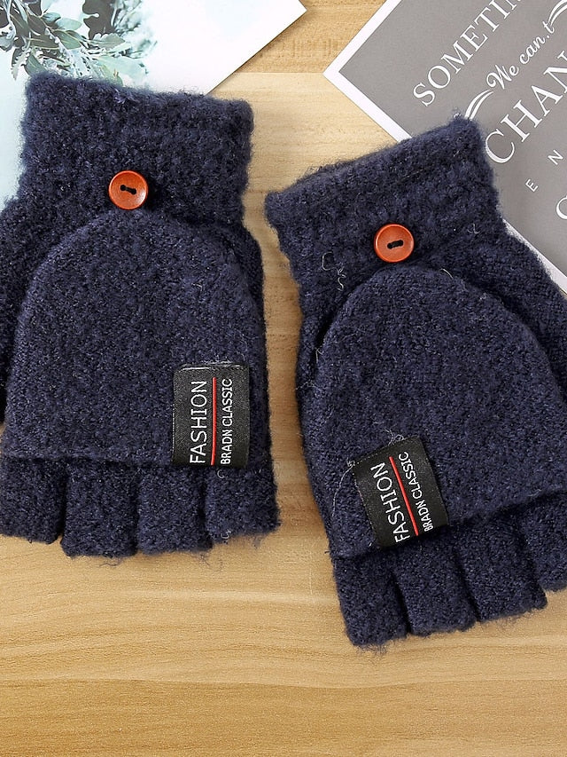Men's Women's Fingerless Gloves Warm Winter Gloves Gift Daily Letter Polyester Acrylic Fibers Simple Warm 1 Pair - LuckyFash™