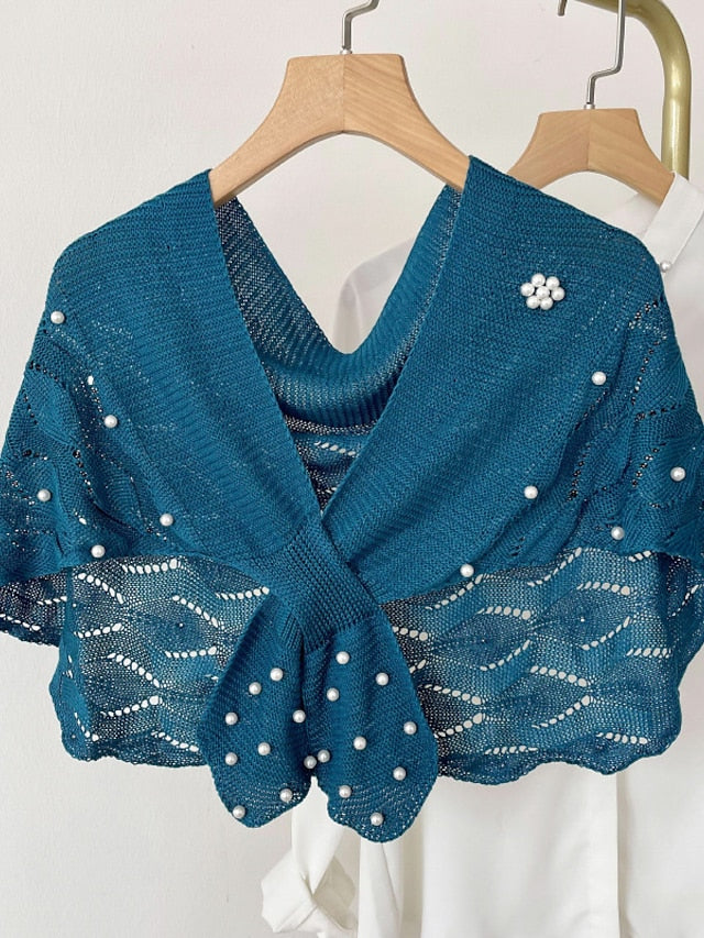 Casual Knitted Fake Collars for Women's Hollow Out Blouse Tops Shoulder Wraps Shawls Detachable False Collar Windproof Shawl - LuckyFash™