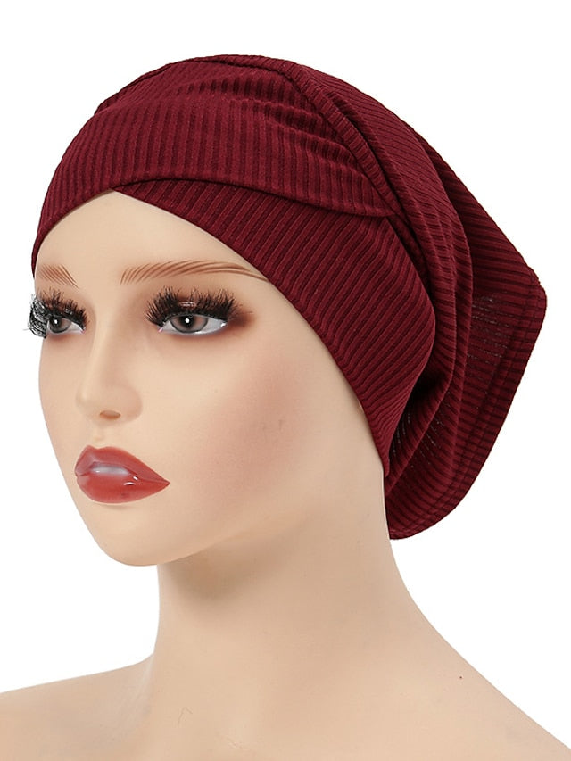 Simple Turban Cap Muslim Hijab Women Head Scarves Islamic Underscarf Bonnet Headscarf Stretch Jersey Cap Solid Color Muslim Turban Hats - LuckyFash™