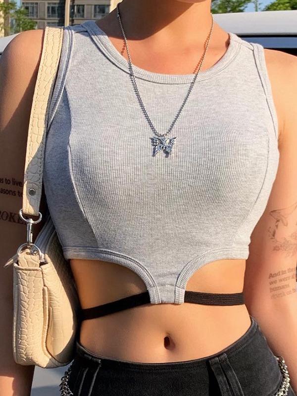 Knitted Slim Solid Sleeveless Tank Top - LuckyFash™