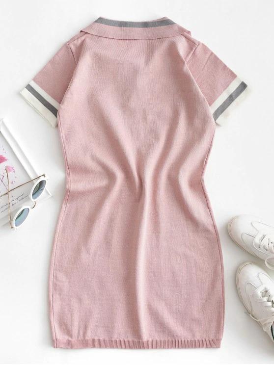 Knitted Stripes Panel Bodycon Dress - LuckyFash™