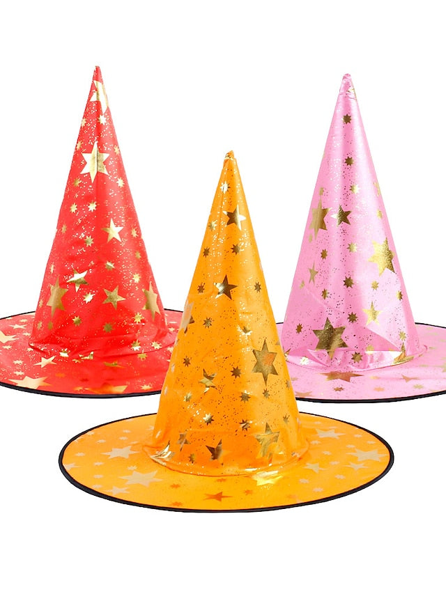 Halloween Witch Hat Masquerade Party Star Hat Children's Headwear Witch Sorcerer Pointed Hat Retro Nordic Style Floppy Hat Durags Party / Evening - LuckyFash™