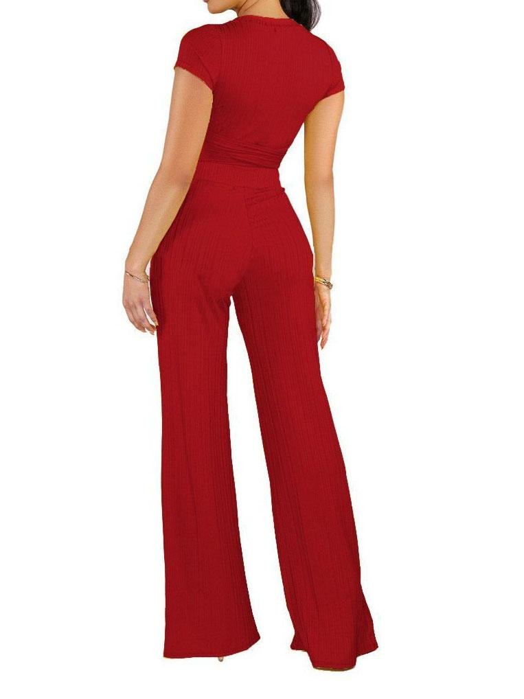 Knot Front Crop Top & Wide Leg Pants Set - LuckyFash™