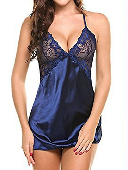 Women's Lace Dress Summer Dress Mini Dress Cute Sexy Lace Backless Solid Color Strap Home Lounge Black Pink 2023 Summer Spring S M L XL - LuckyFash™
