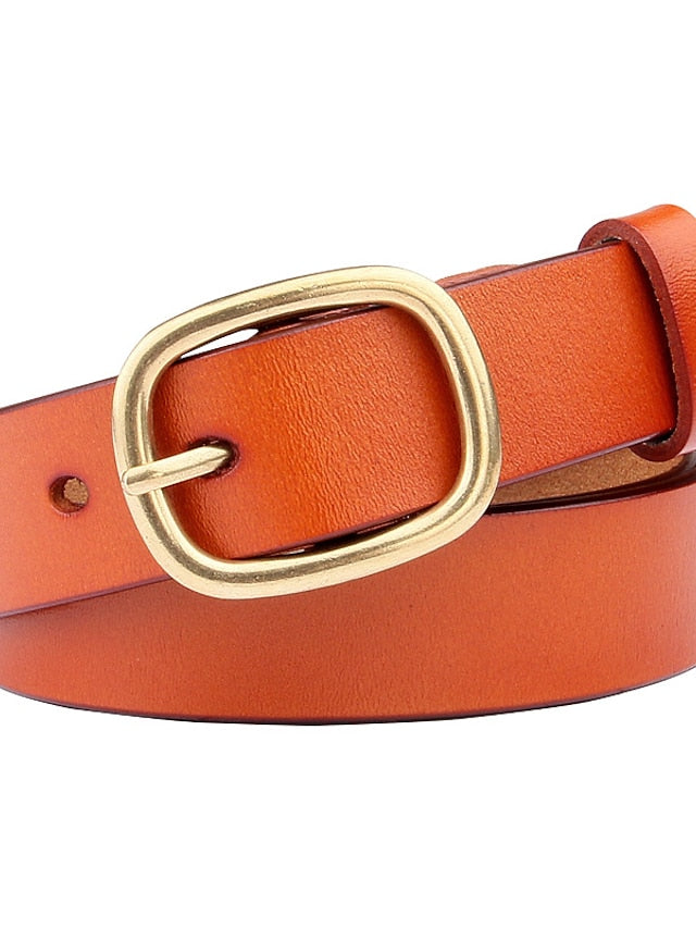 Women's Leather Belt Genuine Leather Cowhide Prong Buckle Geometric Formal Classic Daily Work Black Wine Brown Coffee - LuckyFash™