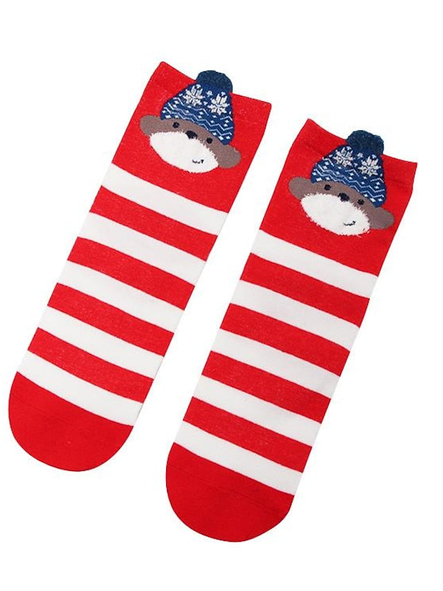 Women's Crew Socks Party Christmas Gift Animal Multi Color Spandex Nylon Cotton Basic Casual Warm Cute 4 Pairs - LuckyFash™