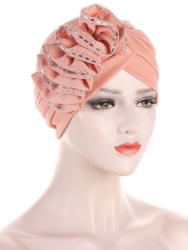 Lastest Flower Turban Bonnet for Women Muslim Hijab Headscarf Cap Wedding Party Headwear Turbante African Headtie - LuckyFash™