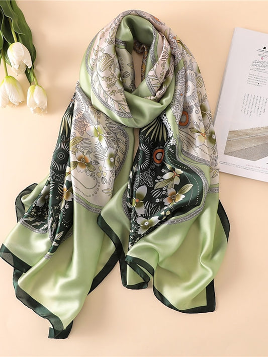 Women Spring Summer Boho Scarf Print Lady Beach Sunscreen Long Shawl Scarves Fashion Smooth Female Hijab for Women - LuckyFash™
