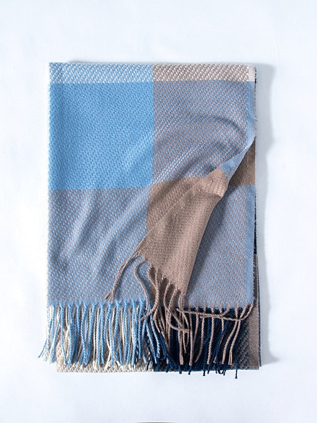 Shawls & Wraps Outdoor Dailywear Holiday Yellow Blue Orange Scarf Plaid for Women - LuckyFash™