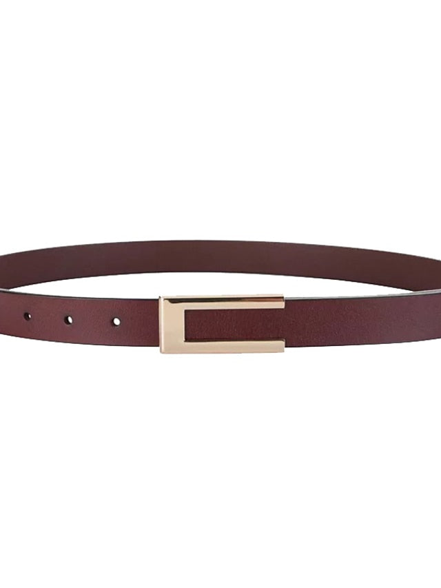 Women's Belt Genuine Leather Red Brown Black Red Brown Waist Belt Daily Holiday Dress Solid Color / Coffee - LuckyFash™