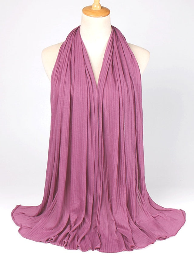 Multiple Colors Plain Solid Wrinkle Maxi Jersey Hijab Shawl Wrap Elastic Foulards Sjaal Arab Snood Islamic Muslim Headband 180*80Cm - LuckyFash™