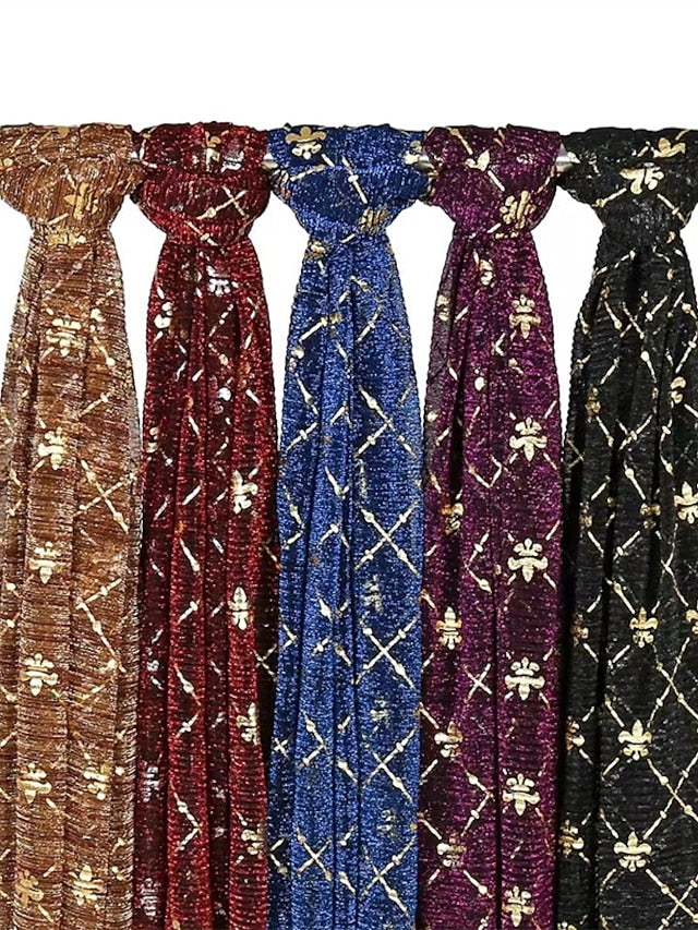 Long Style Plaid Scarf Women Shimmer Hijab Gold Shiny Shawl Glitter Headband Female Muslim Hijab - LuckyFash™