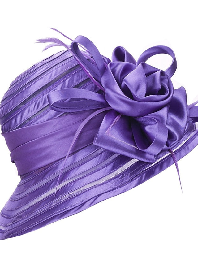 Women's Hat Party Hat Silver Black Purple Wedding Party Outdoor Flower Solid Color Portable Sun Protection Breathable - LuckyFash™