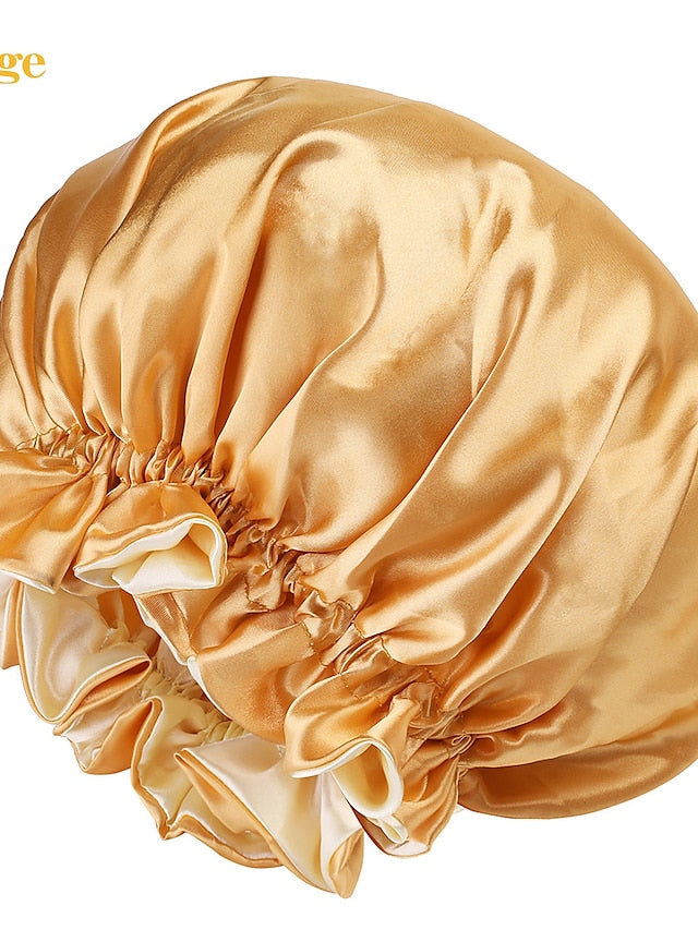 Large double-layer Satin nightcap female European and American large round cap chemotherapy cap Satin bonnet - LuckyFash™