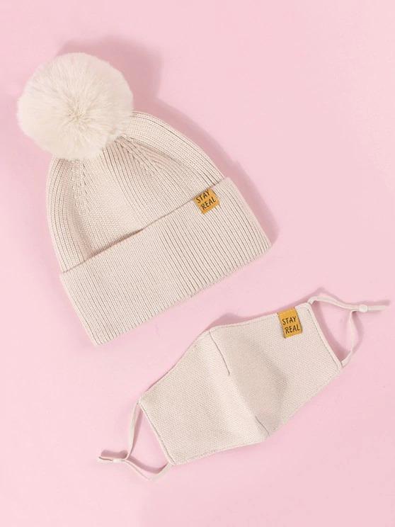 Label Button Knitted Hat Mask Set - LuckyFash™