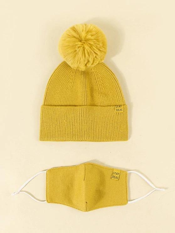 Label Button Knitted Hat Mask Set - LuckyFash™