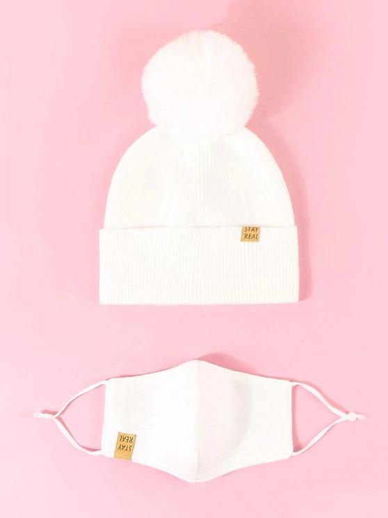 Label Button Knitted Hat Mask Set - LuckyFash™