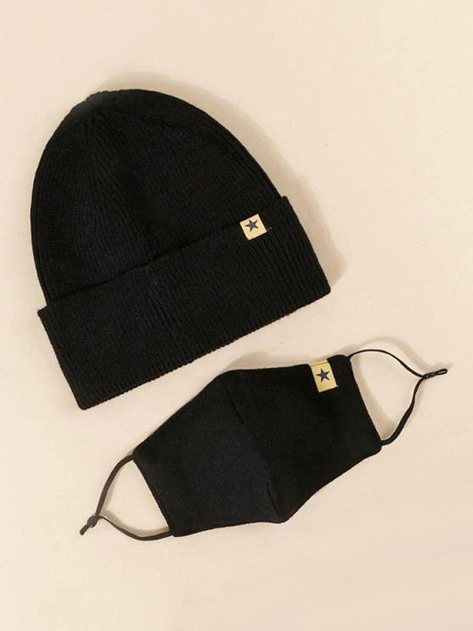 Label Button Knitted Hat Mask Set - LuckyFash™