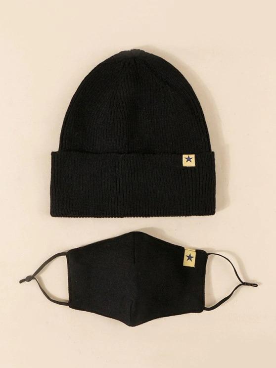 Label Button Knitted Hat Mask Set - LuckyFash™