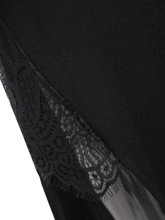 Lace Insert Side Slit One Shoulder Dress - LuckyFash™