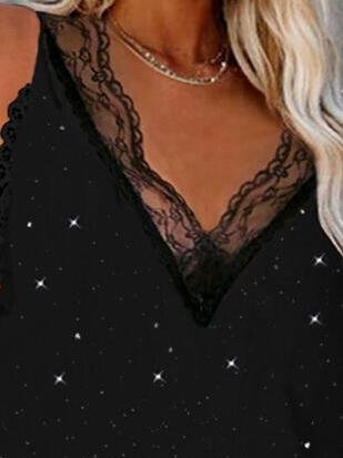 Lace Print Cold Shoulder Elegant Blouse - LuckyFash™