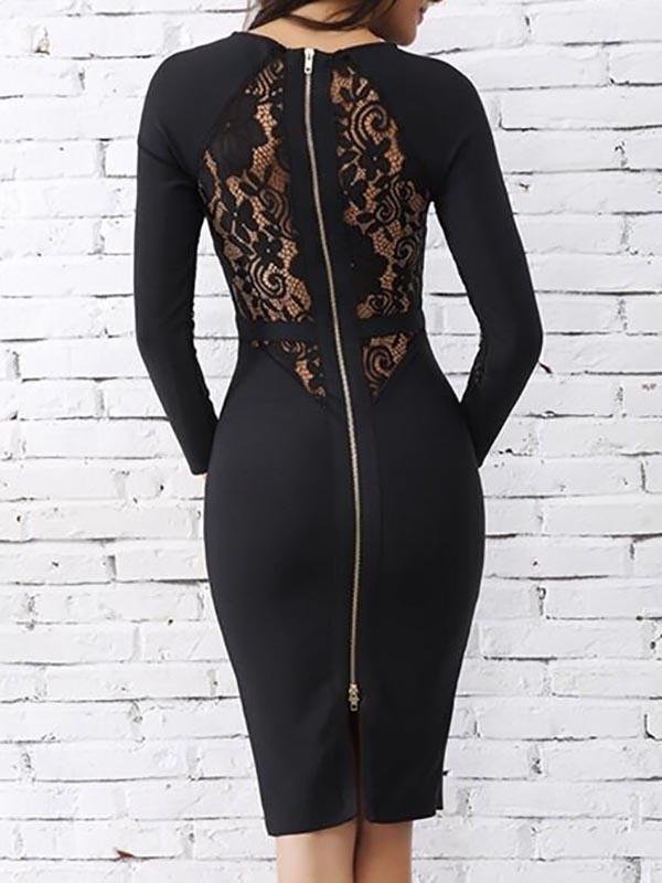 Lace Raglan Sleeve Bodycon Dress - LuckyFash™