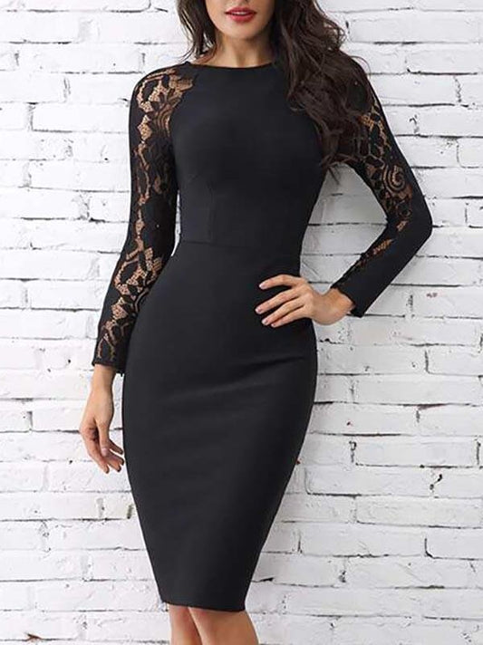 Lace Raglan Sleeve Bodycon Dress - LuckyFash™