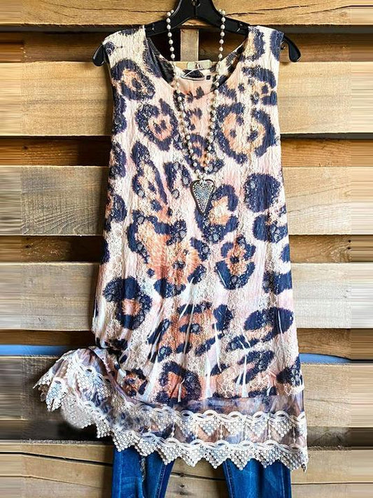 Lace sleeveless round neck vest - LuckyFash™