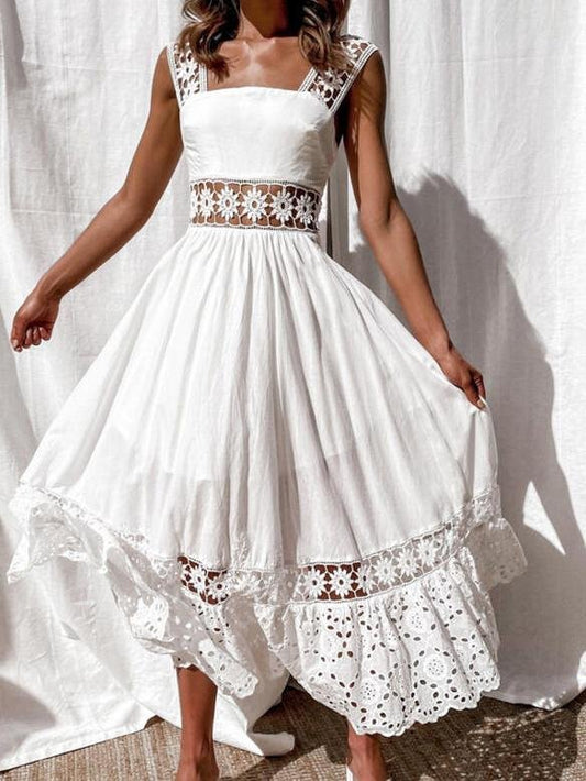 Lace Sleeveless Stitching Hollow Dress - LuckyFash™