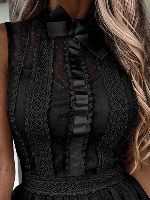 Lace Stitching Mesh Sleeveless Dress - LuckyFash™