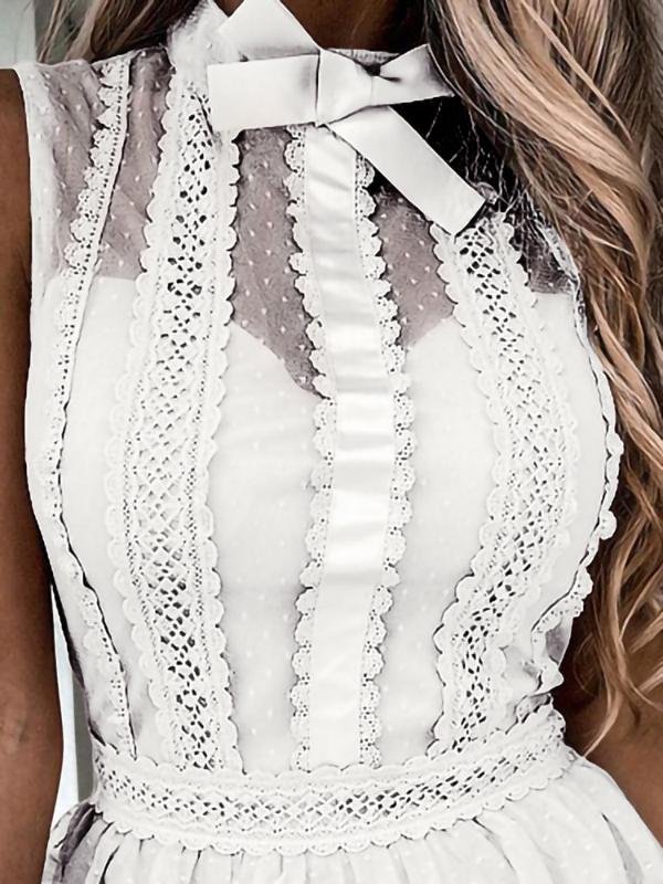 Lace Stitching Mesh Sleeveless Dress - LuckyFash™