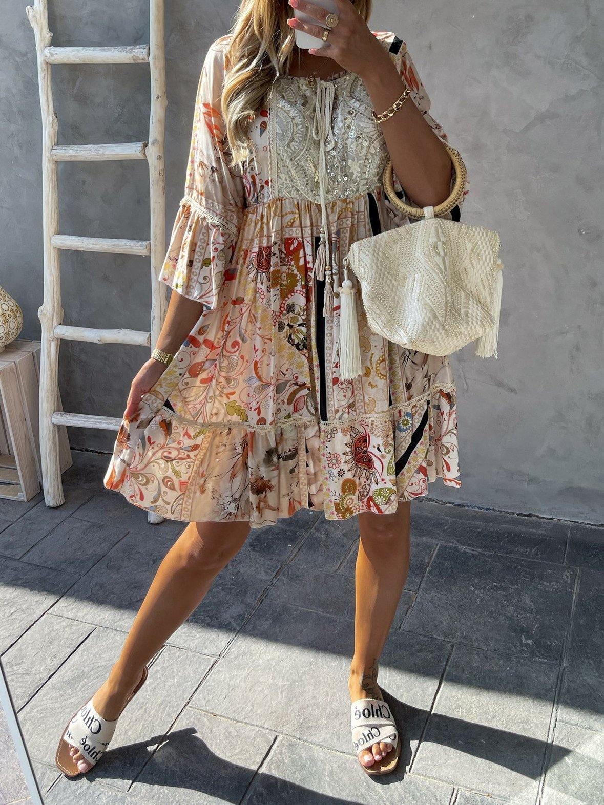 Lace Stitching Mini Dress - LuckyFash™