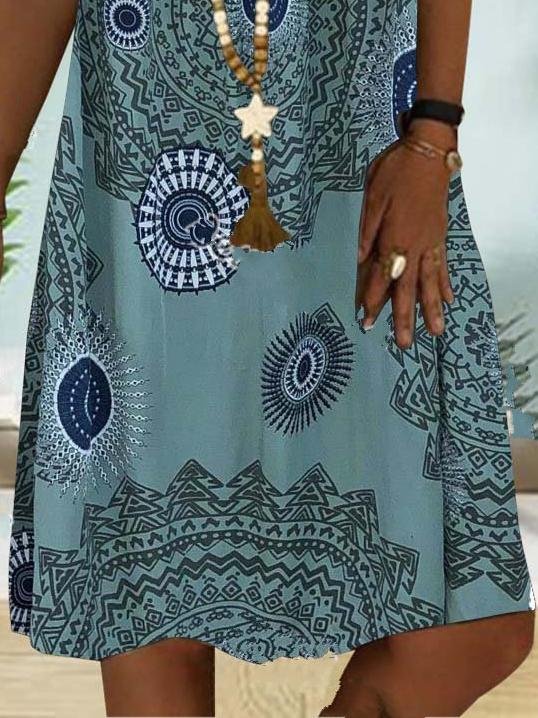 Lace Stitching Printed Sleeveless Dress - LuckyFash™