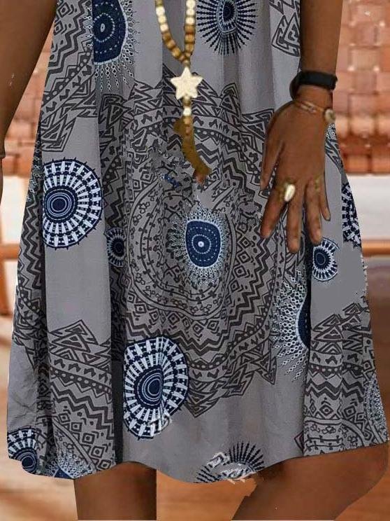 Lace Stitching Printed Sleeveless Dress - LuckyFash™